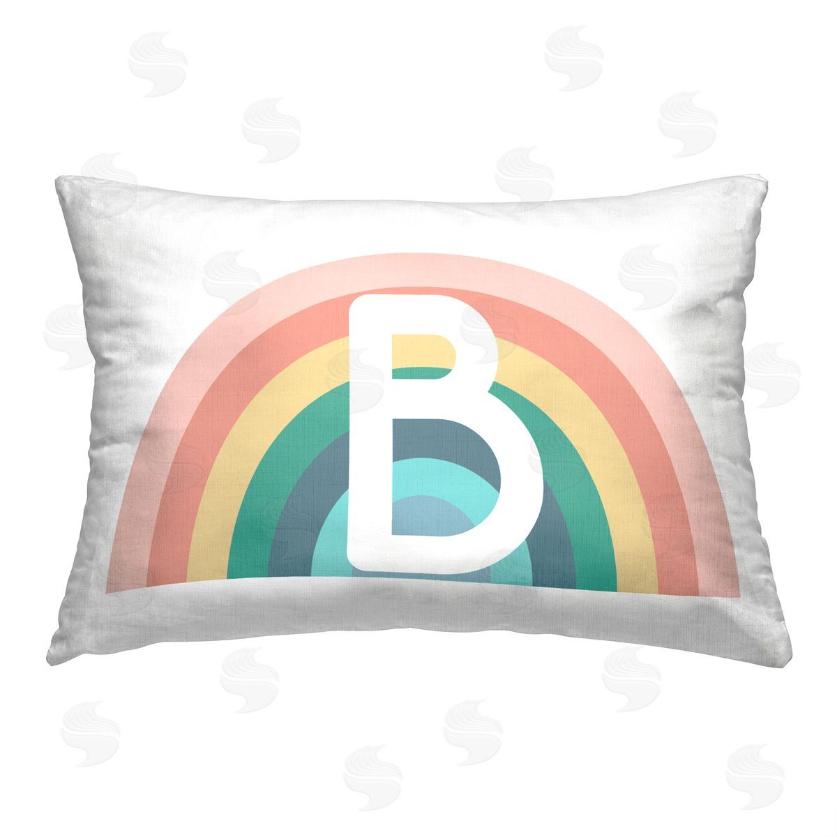 Daphne Polselli Rainbow Initial B Printed Plush Polyester Throw Pillow