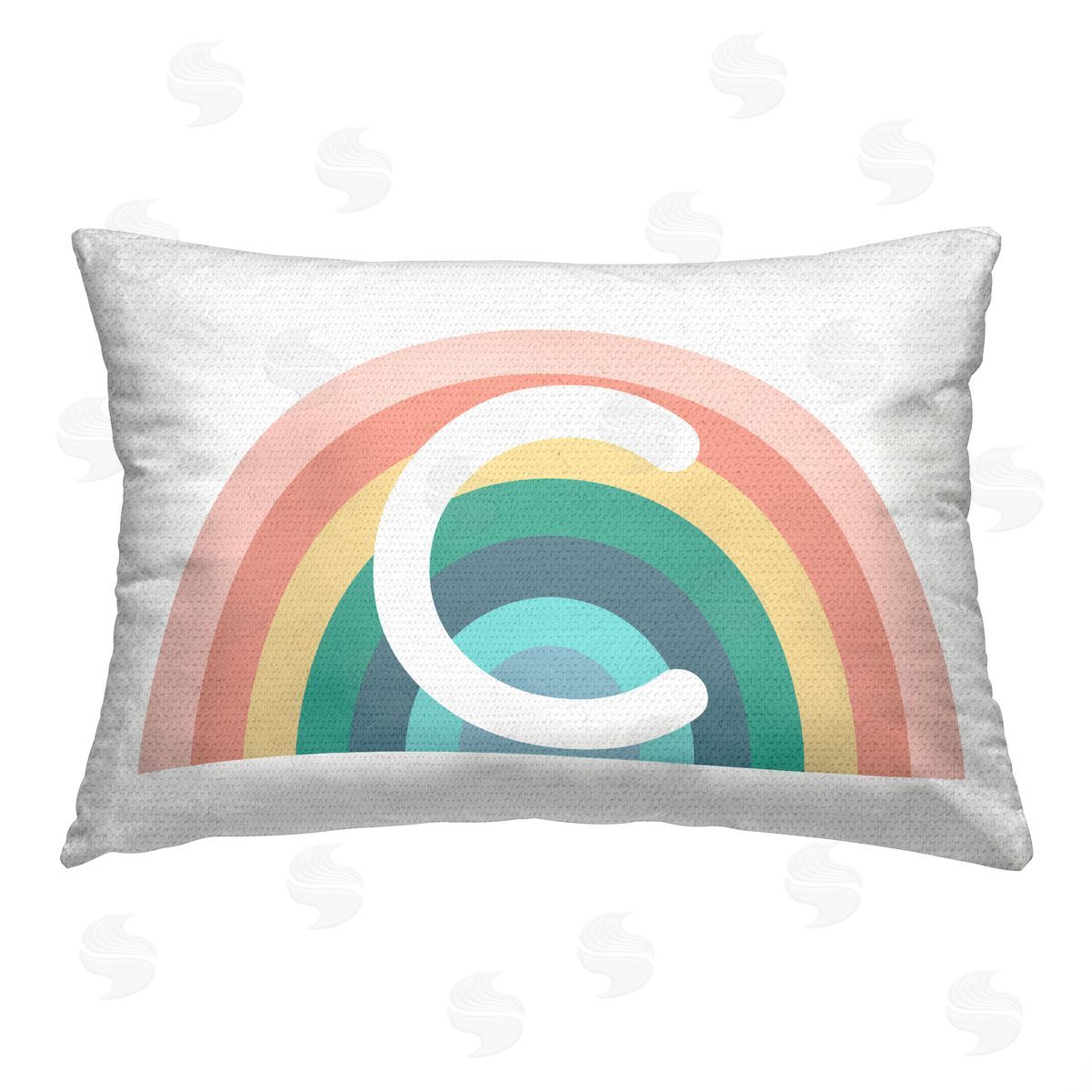 Daphne Polselli Rainbow Initial C Outdoor Quick-Dry Polyester Printed Throw Pillow