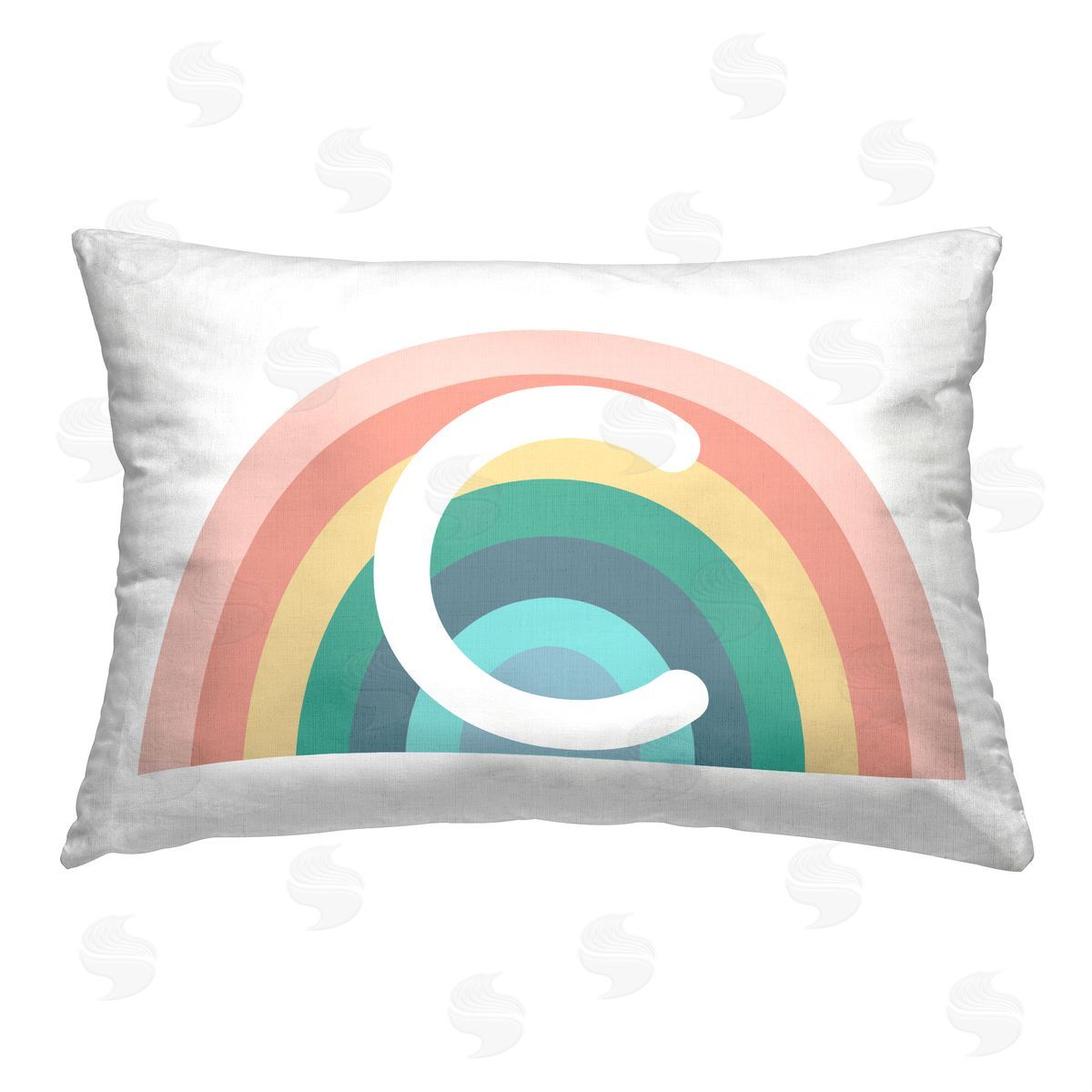 Daphne Polselli Rainbow Initial C Printed Plush Polyester Throw Pillow