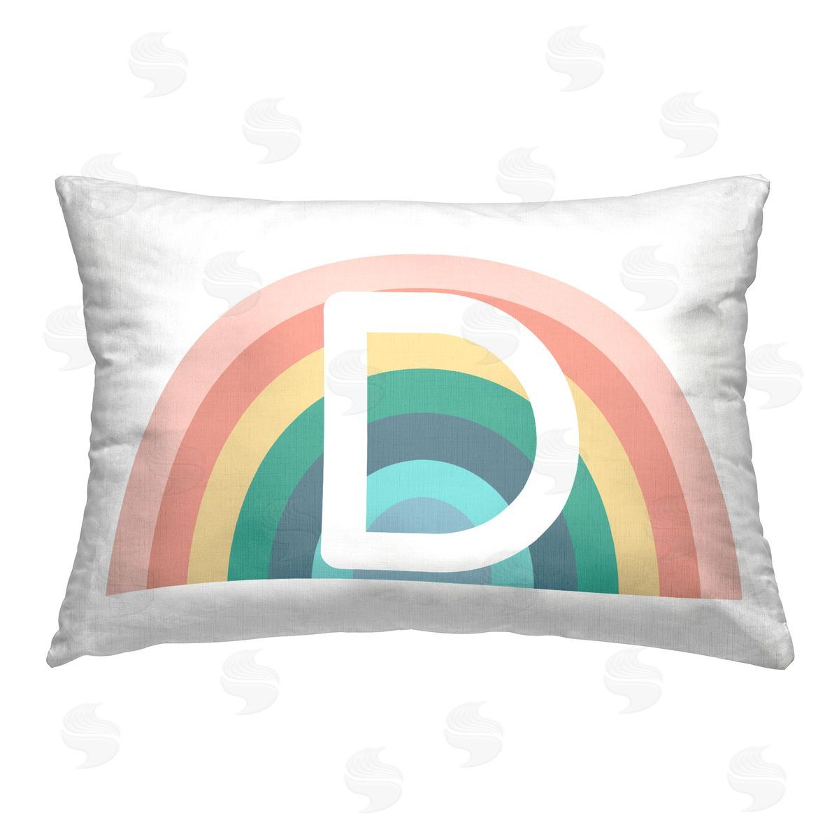 Daphne Polselli Rainbow Initial D Printed Plush Polyester Throw Pillow