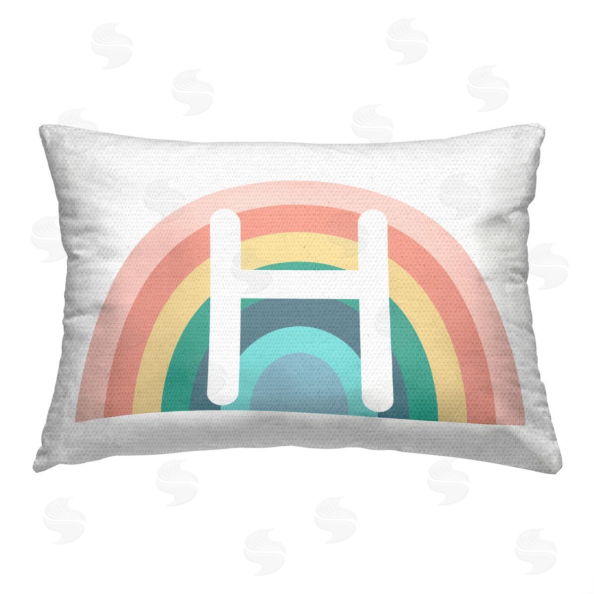 Daphne Polselli Rainbow Initial H Outdoor Quick-Dry Polyester Printed Throw Pillow