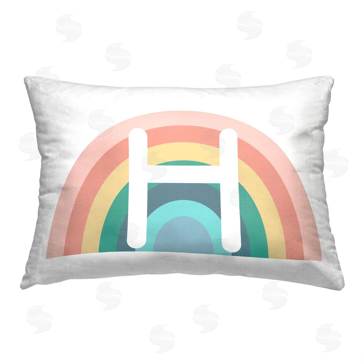Daphne Polselli Rainbow Initial H Printed Plush Polyester Throw Pillow