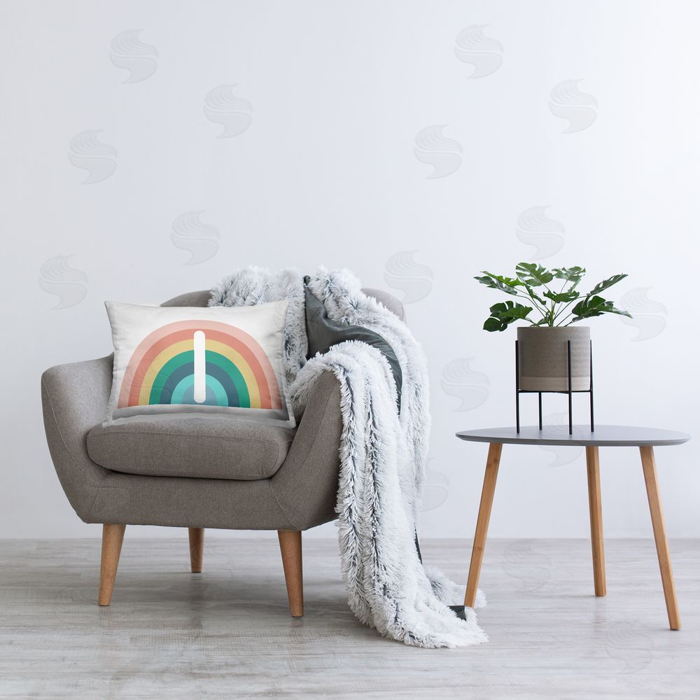 Daphne Polselli Rainbow Initial I Printed Plush Polyester Throw Pillow On Chair