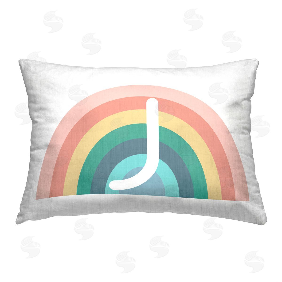 Daphne Polselli Rainbow Initial J Printed Plush Polyester Throw Pillow