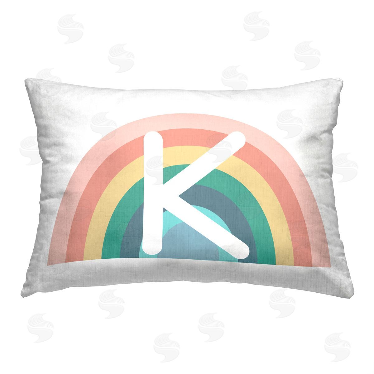 Daphne Polselli Rainbow Initial K Printed Plush Polyester Throw Pillow