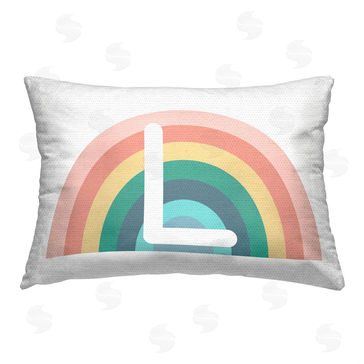Daphne Polselli Rainbow Initial L Outdoor Quick-Dry Polyester Printed Throw Pillow