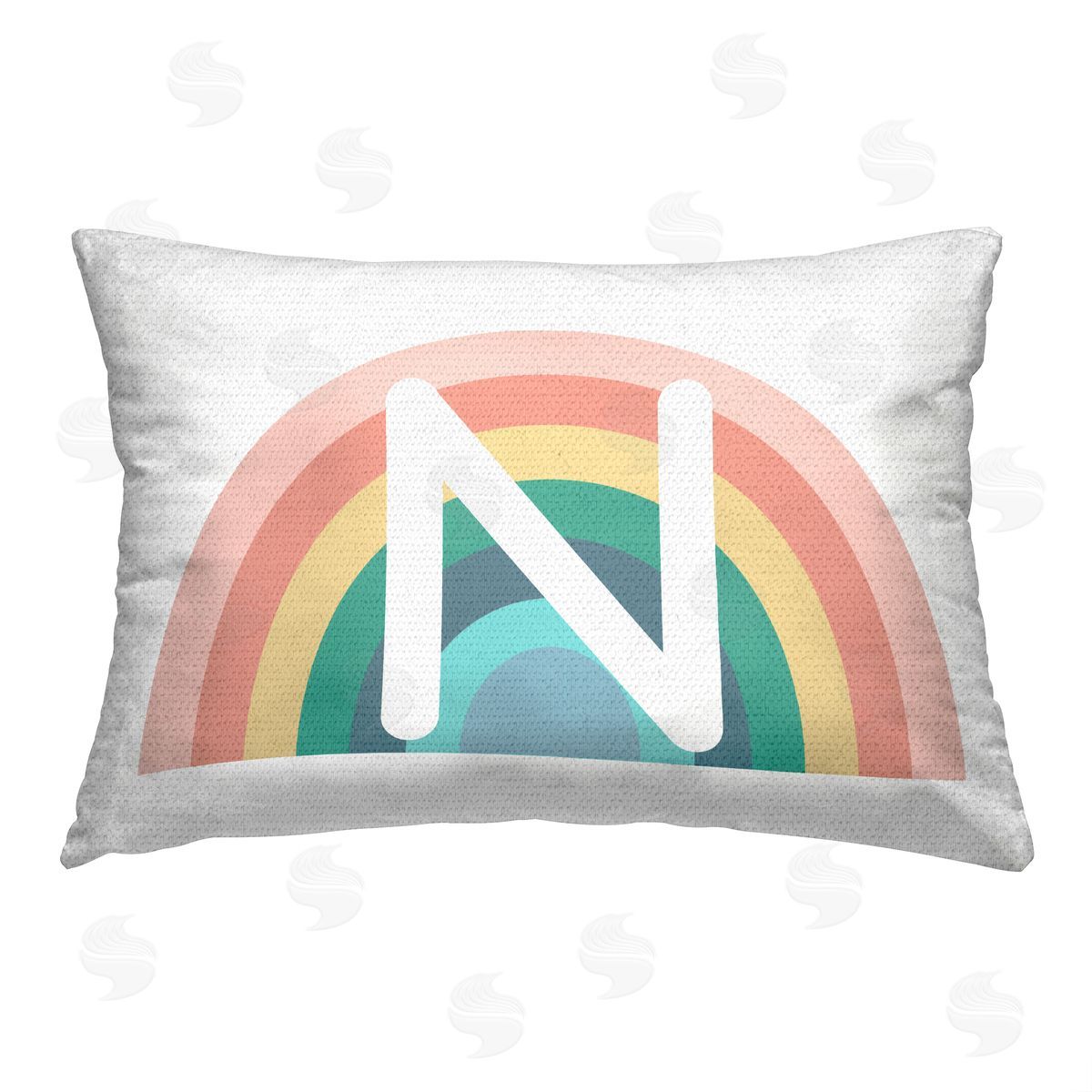 Daphne Polselli Rainbow Initial N Outdoor Quick-Dry Polyester Printed Throw Pillow