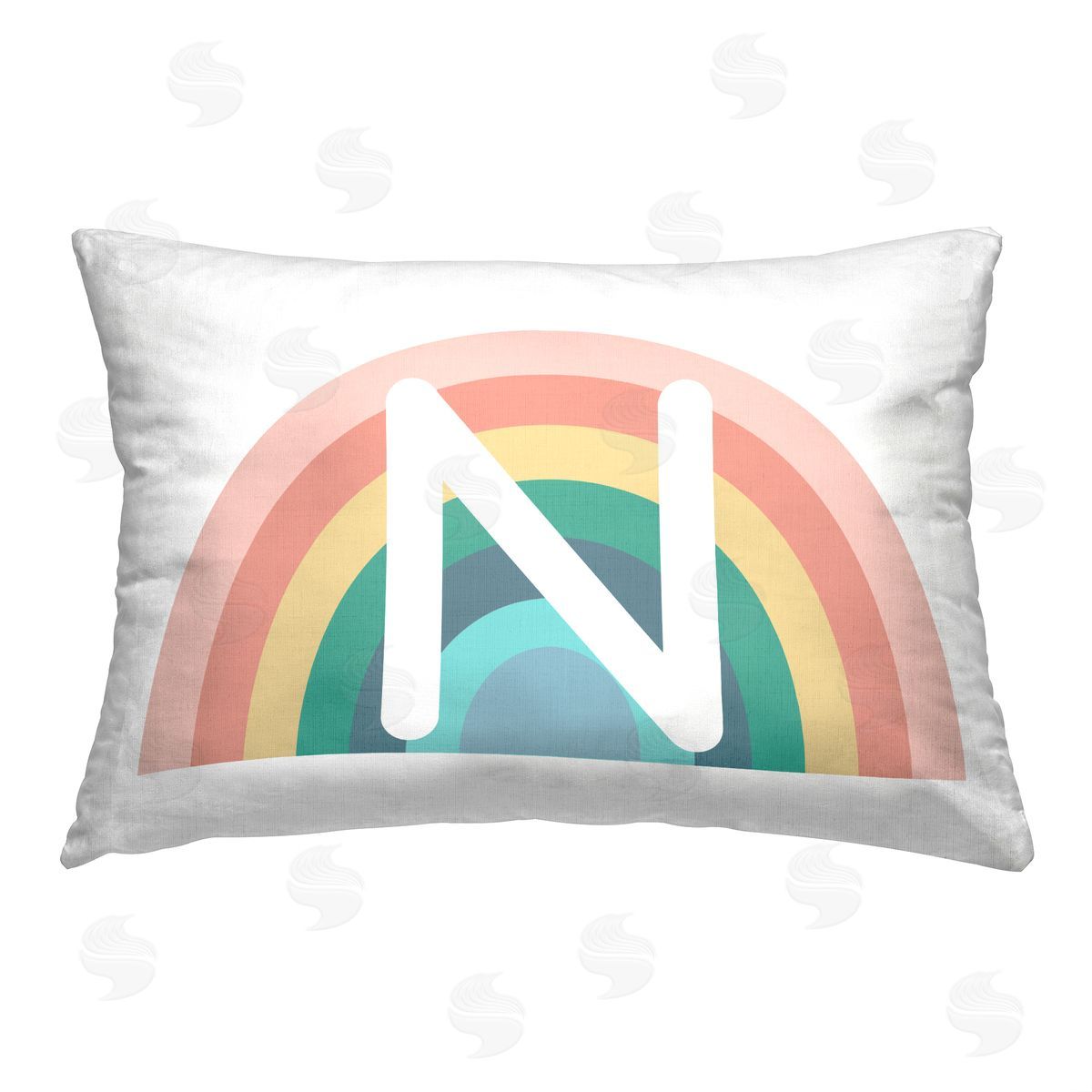 Daphne Polselli Rainbow Initial N Printed Plush Polyester Throw Pillow