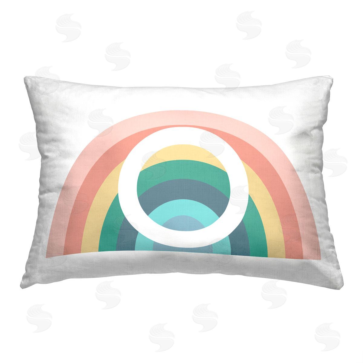 Daphne Polselli Rainbow Initial O Printed Plush Polyester Throw Pillow