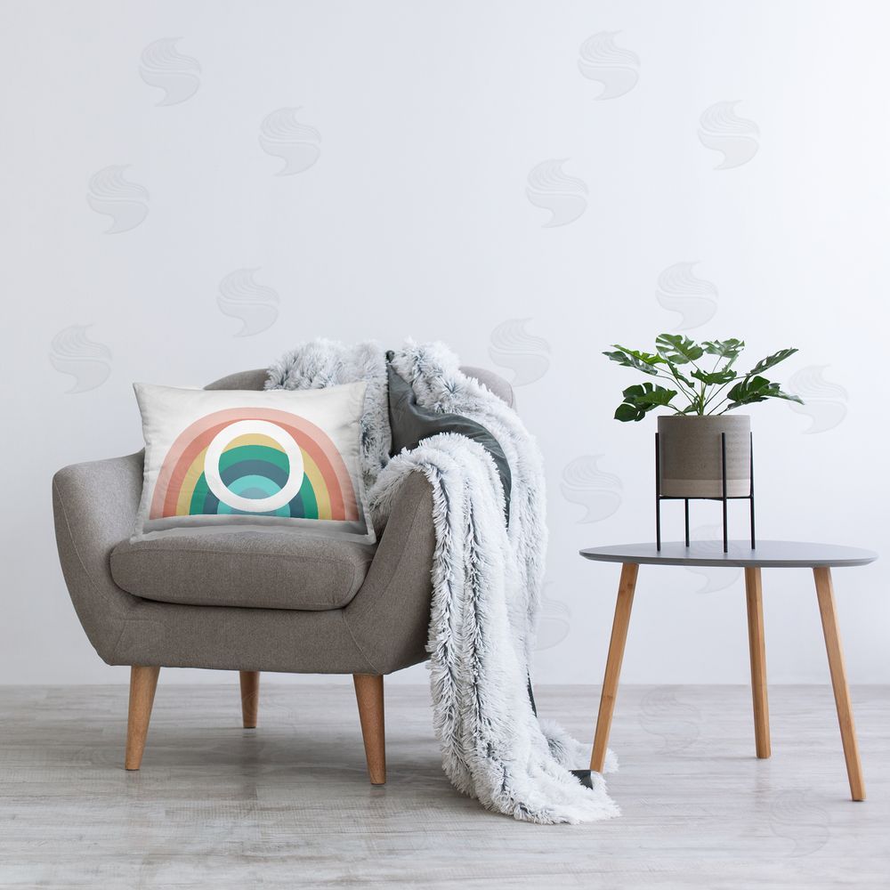 Daphne Polselli Rainbow Initial O Printed Plush Polyester Throw Pillow On Chair