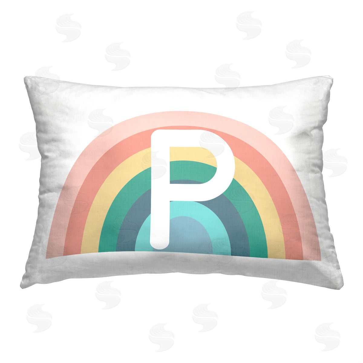 Daphne Polselli Rainbow Initial P Printed Plush Polyester Throw Pillow