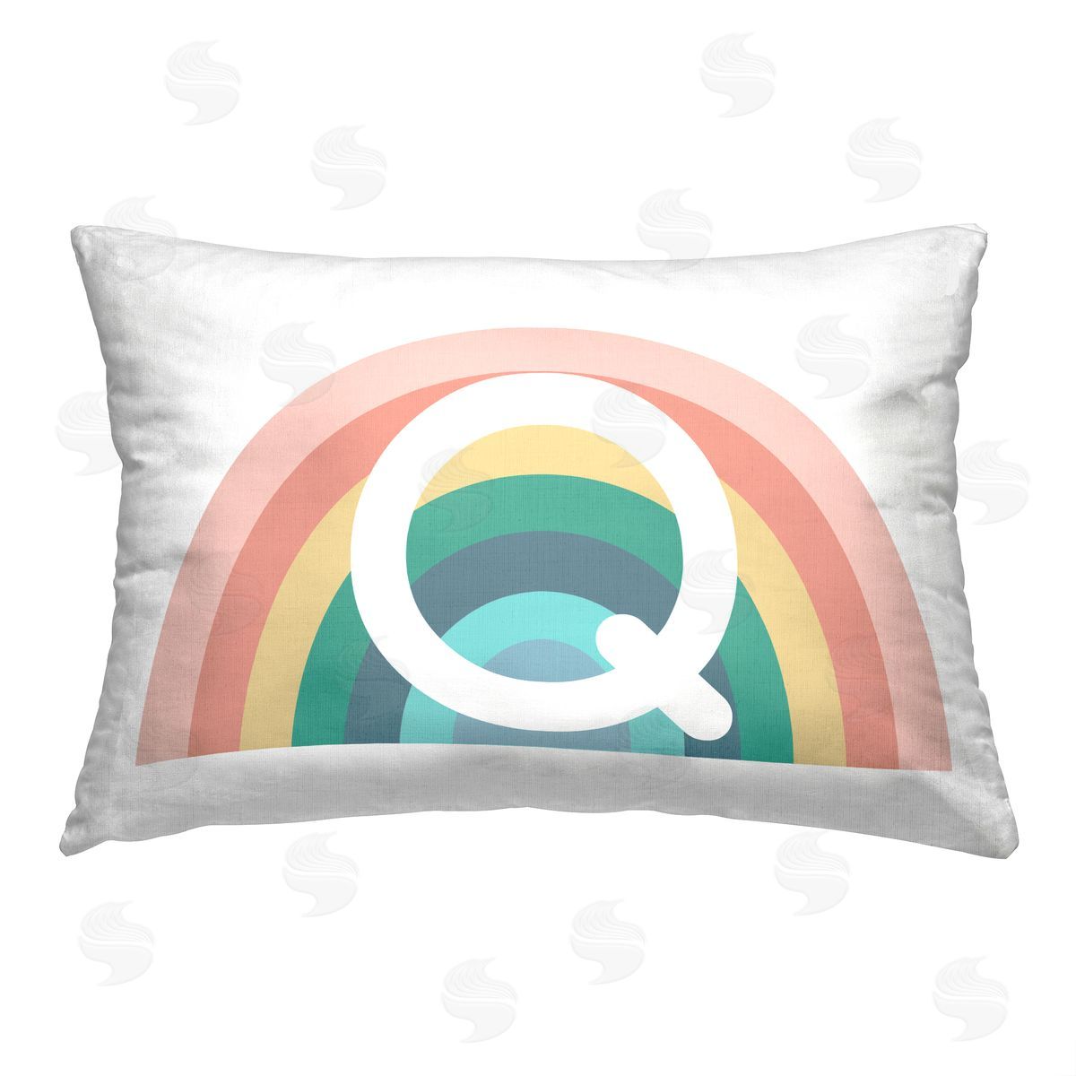 Daphne Polselli Rainbow Initial Q Printed Plush Polyester Throw Pillow