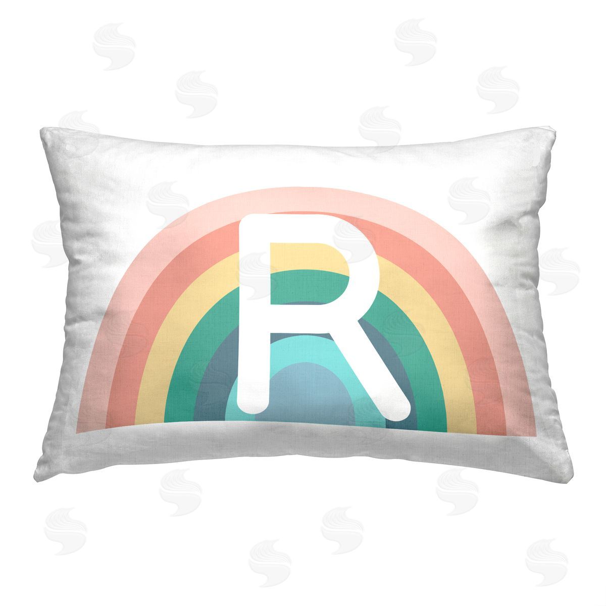 Daphne Polselli Rainbow Initial R Printed Plush Polyester Throw Pillow