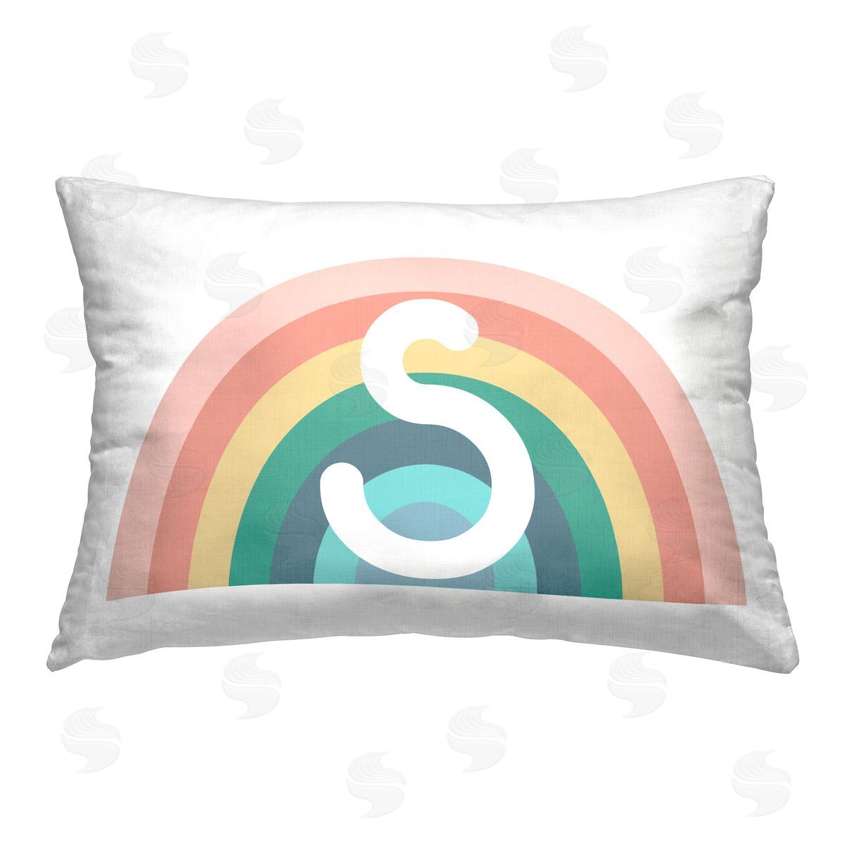 Daphne Polselli Rainbow Initial S Printed Plush Polyester Throw Pillow