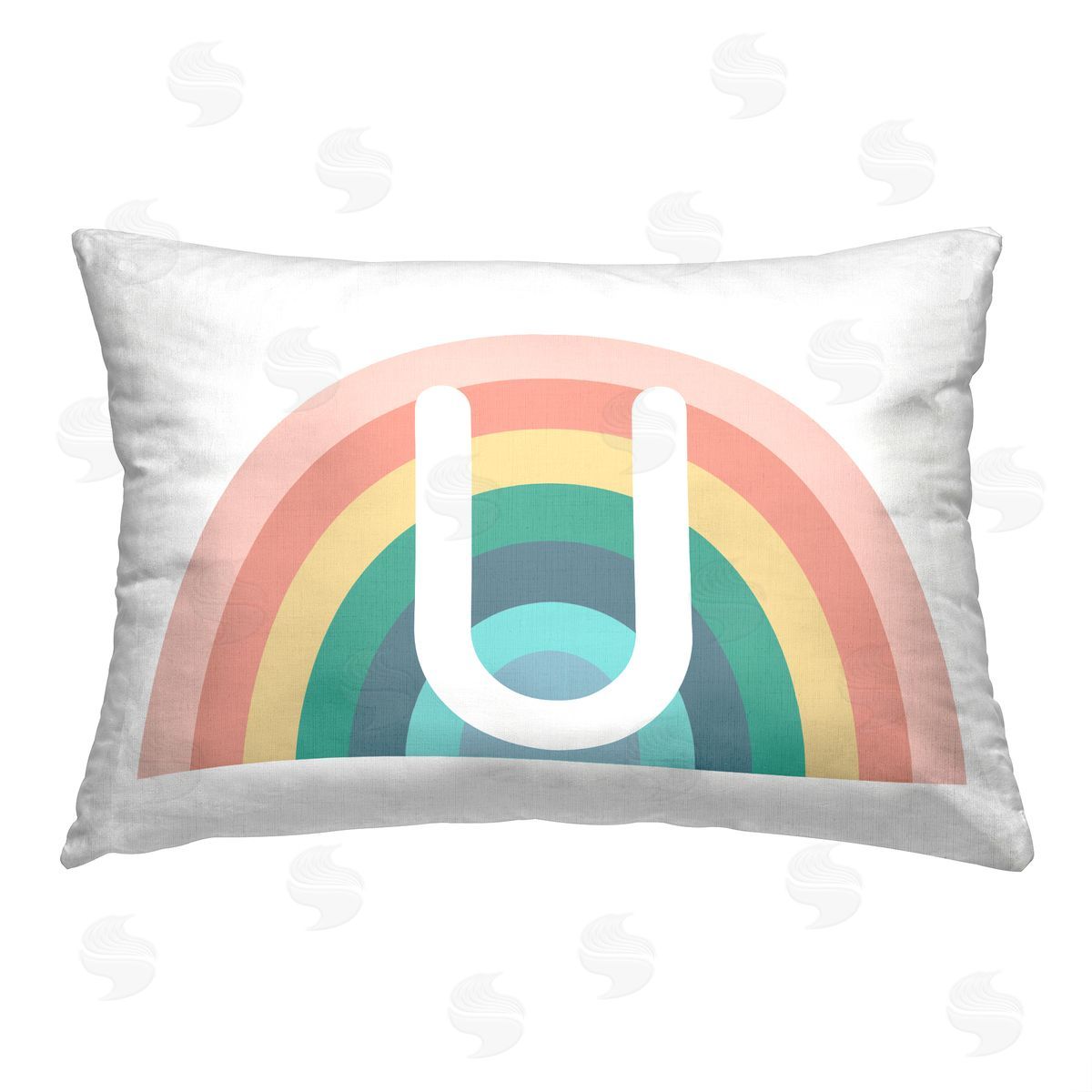 Daphne Polselli Rainbow Initial U Printed Plush Polyester Throw Pillow