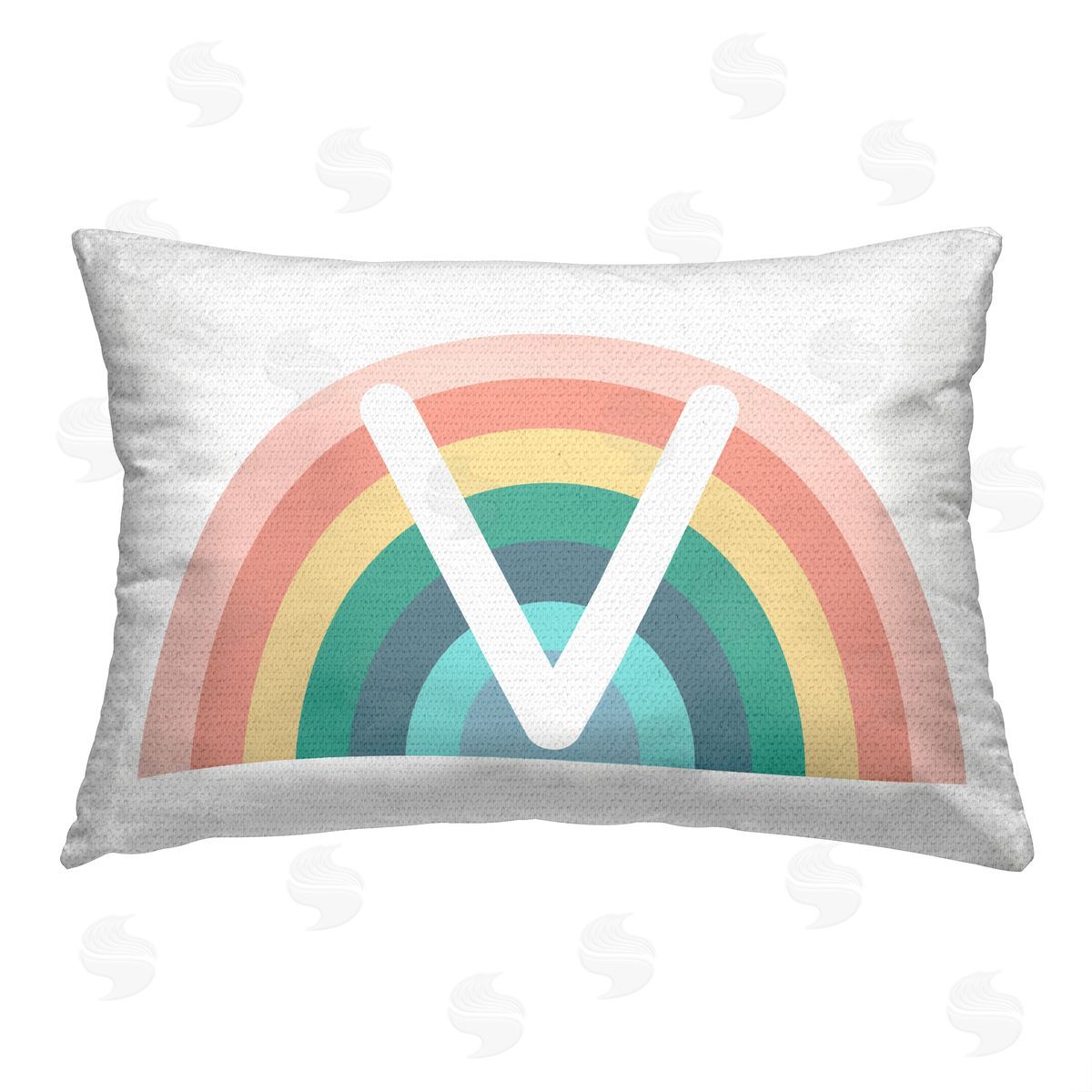 Daphne Polselli Rainbow Initial V Outdoor Quick-Dry Polyester Printed Throw Pillow