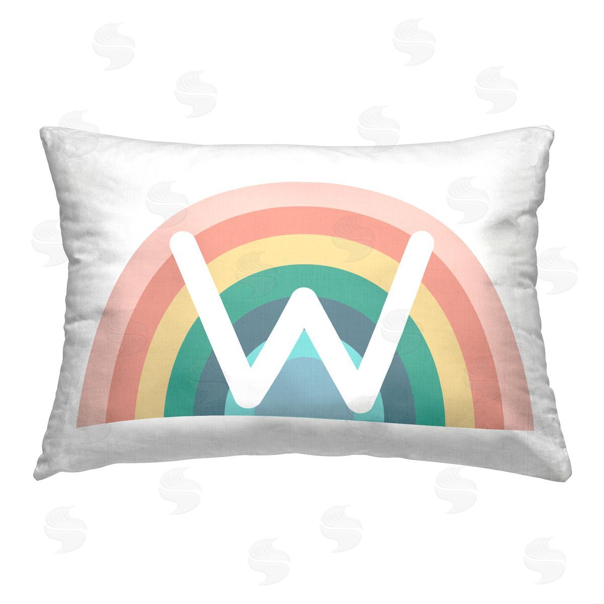 Daphne Polselli Rainbow Initial W Printed Plush Polyester Throw Pillow