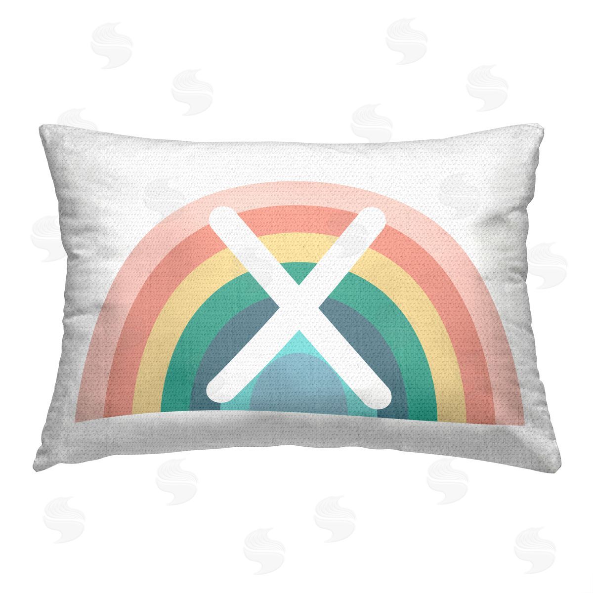 Daphne Polselli Rainbow Initial X Outdoor Quick-Dry Polyester Printed Throw Pillow
