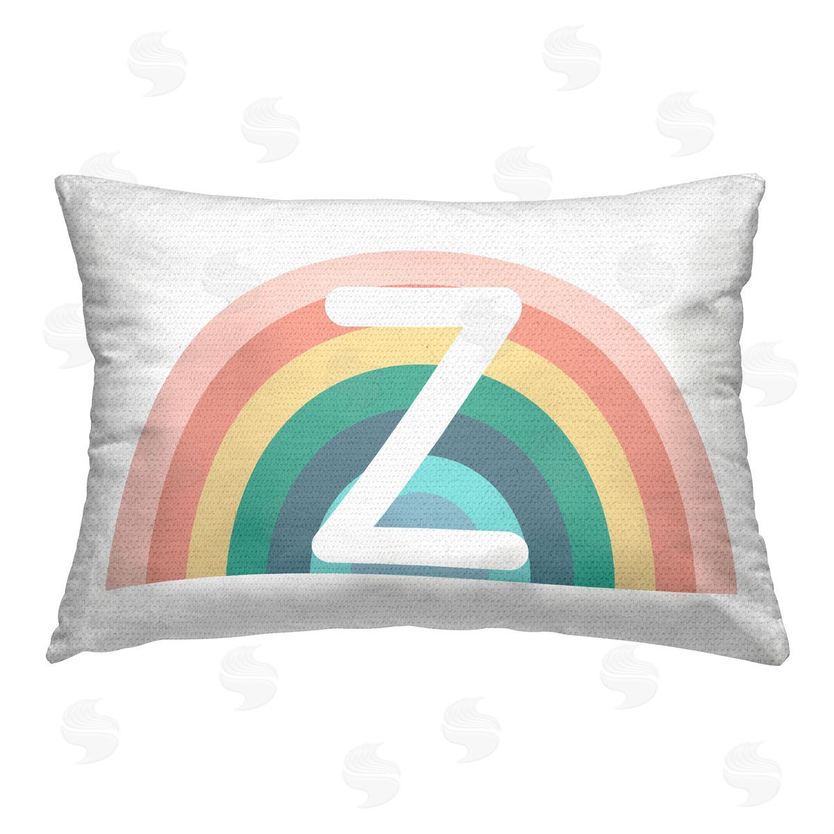 Daphne Polselli Rainbow Initial Z Outdoor Quick-Dry Polyester Printed Throw Pillow