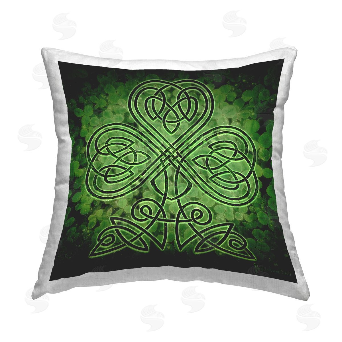 Brigid Ashwood Green Celtic Shamrock Printed Plush Polyester Throw Pillow