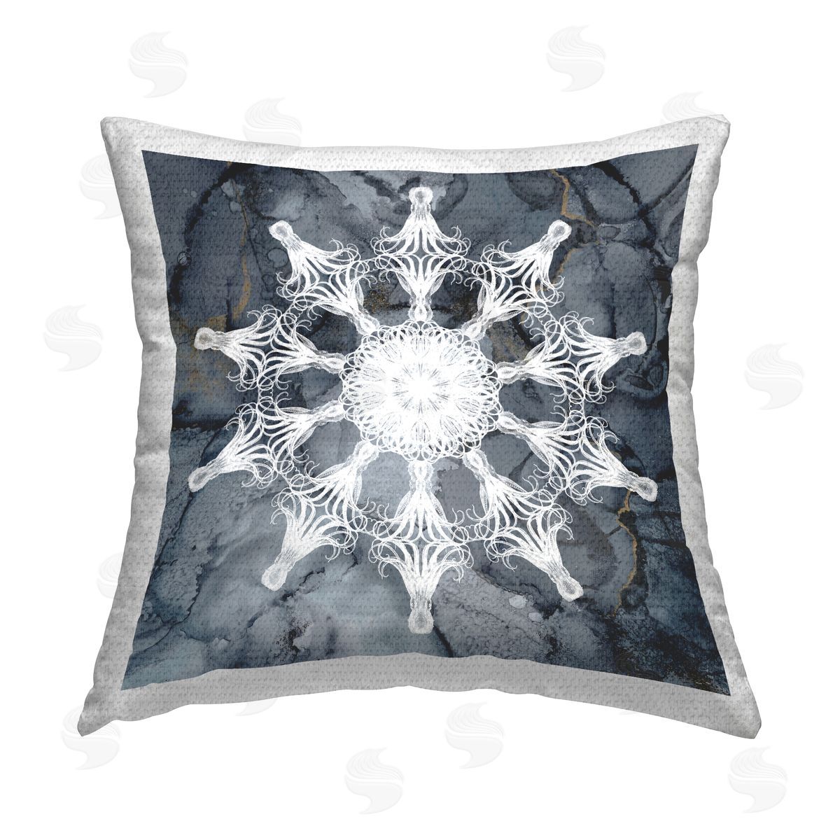 Christine Zalewski Grey Boho Fractal Outdoor Quick-Dry Polyester Printed Throw Pillow