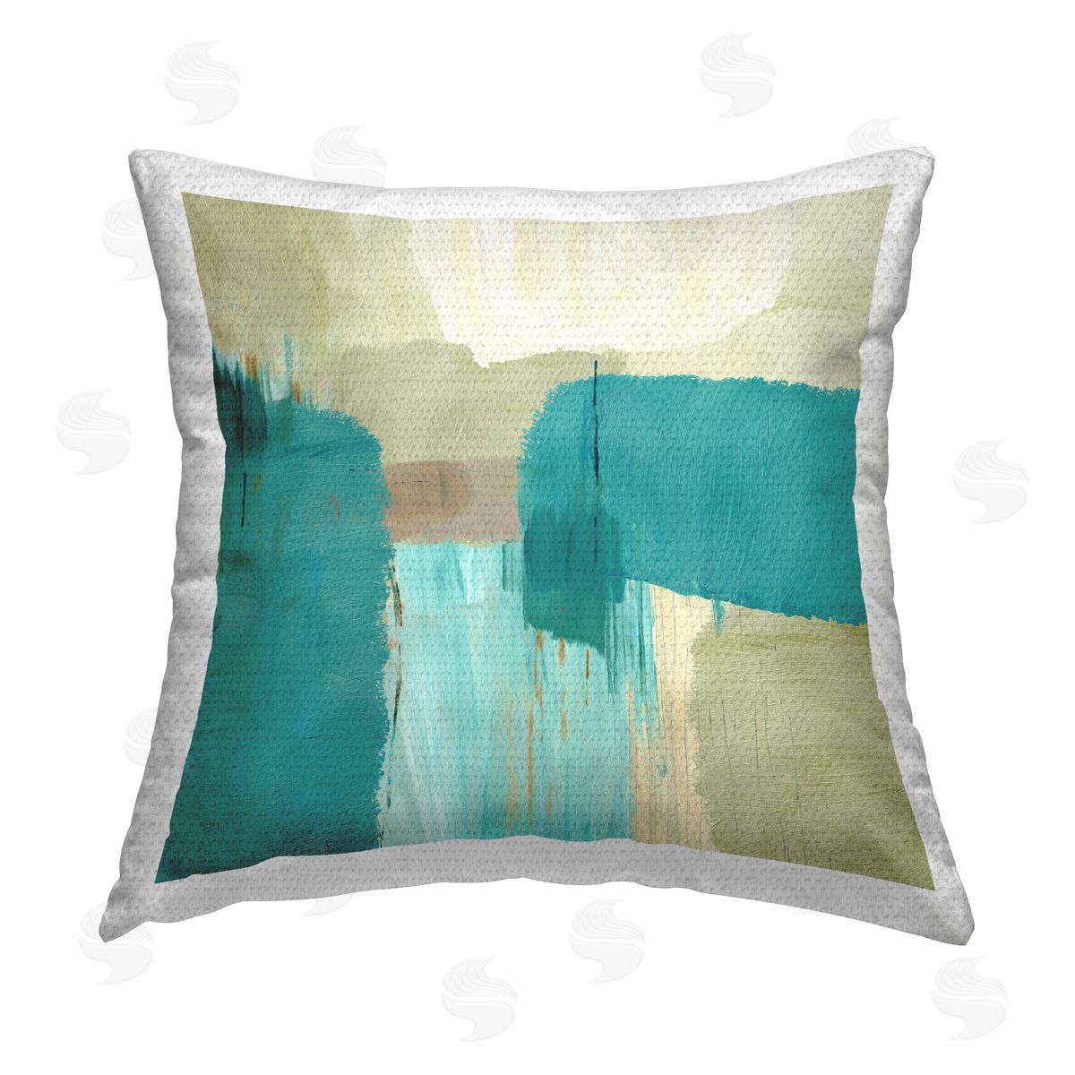 Flora Kouta Teal Shapes Abstraction Outdoor Quick-Dry Polyester Printed Throw Pillow