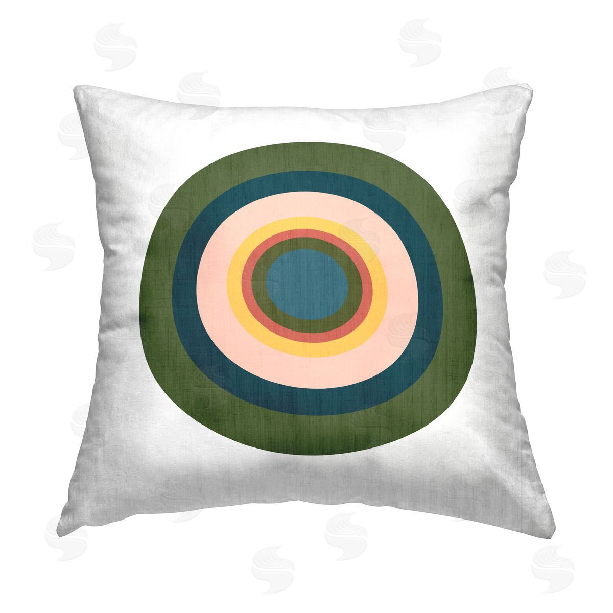 Jim Schlotzhauer Green Boho Circle Printed Plush Polyester Throw Pillow