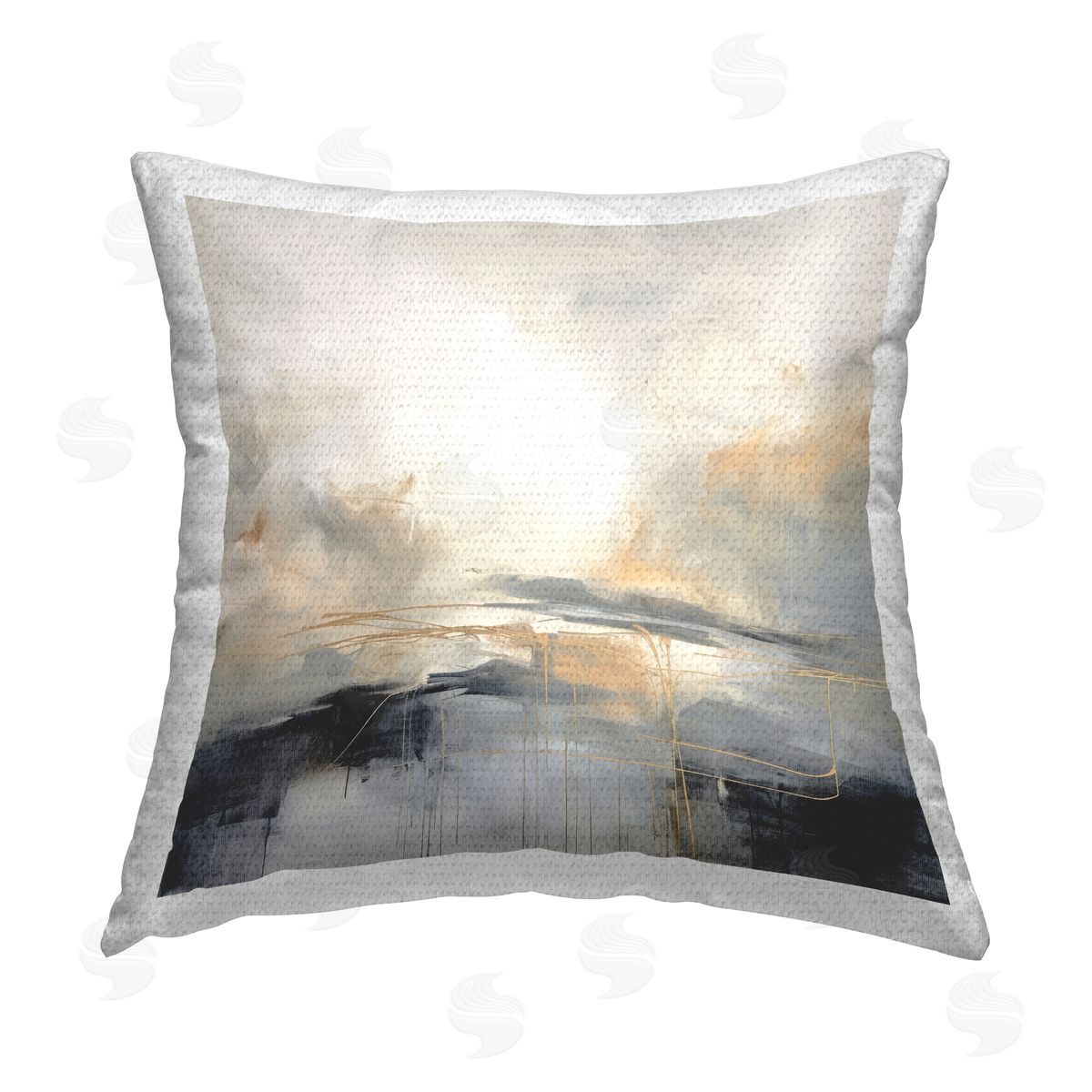 Irena Orlov Abstract Grey Landscape Outdoor Quick-Dry Polyester Printed Throw Pillow