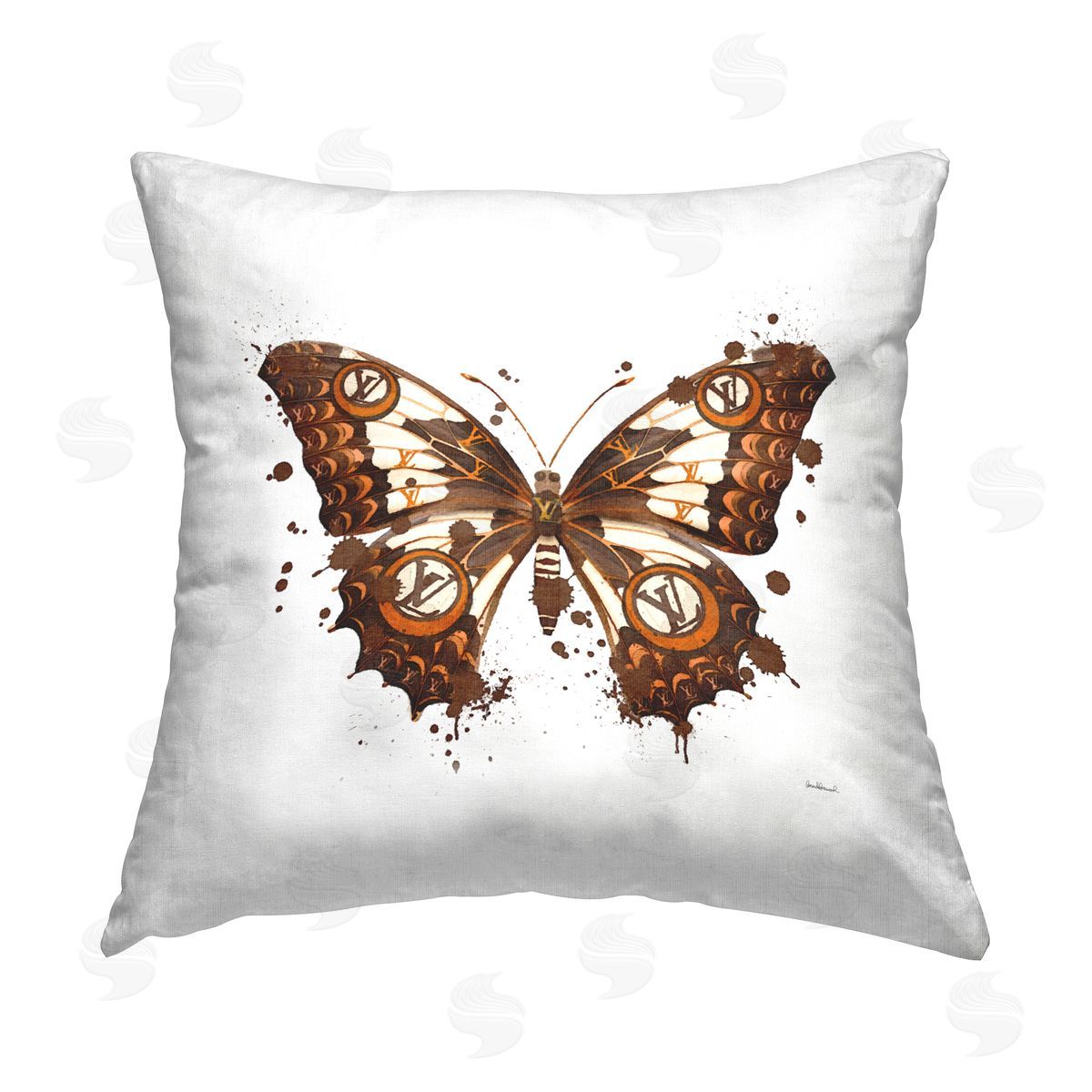 Amanda Greenwood Brown Glam Butterfly Printed Plush Polyester Throw Pillow