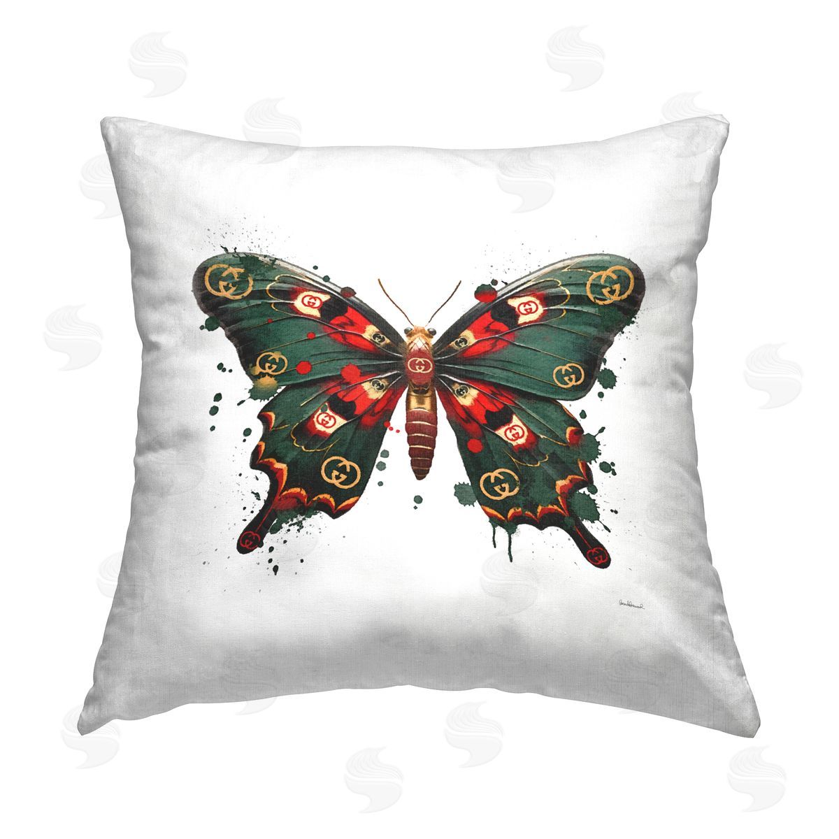 Amanda Greenwood Modern Fashion Butterfly Printed Plush Polyester Throw Pillow