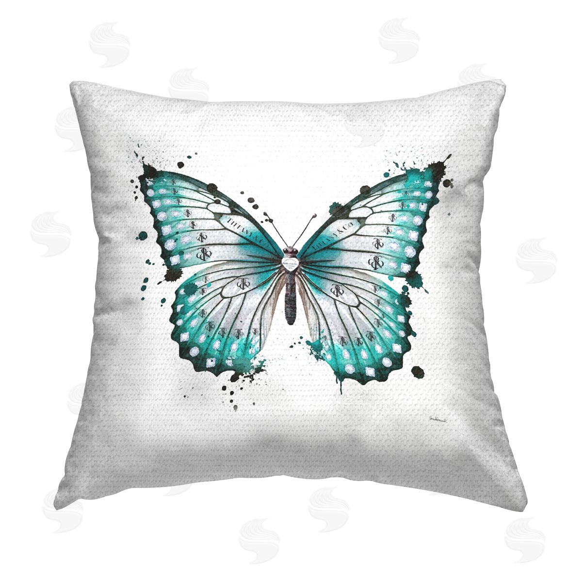 Amanda Greenwood Blue Modern Butterfly Outdoor Quick-Dry Polyester Printed Throw Pillow