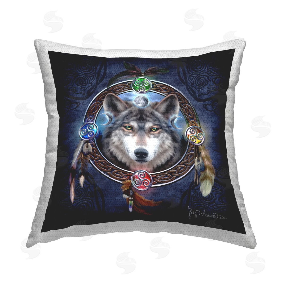 Brigid Ashwood Celtic Wolf Guide Outdoor Quick-Dry Polyester Printed Throw Pillow