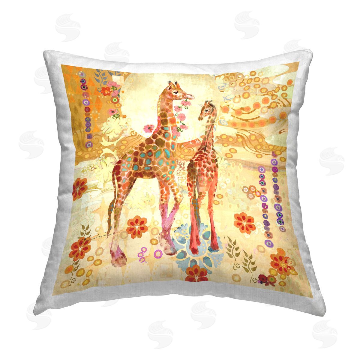 Evelia Designs Abstract Patterned Giraffe Printed Plush Polyester Throw Pillow