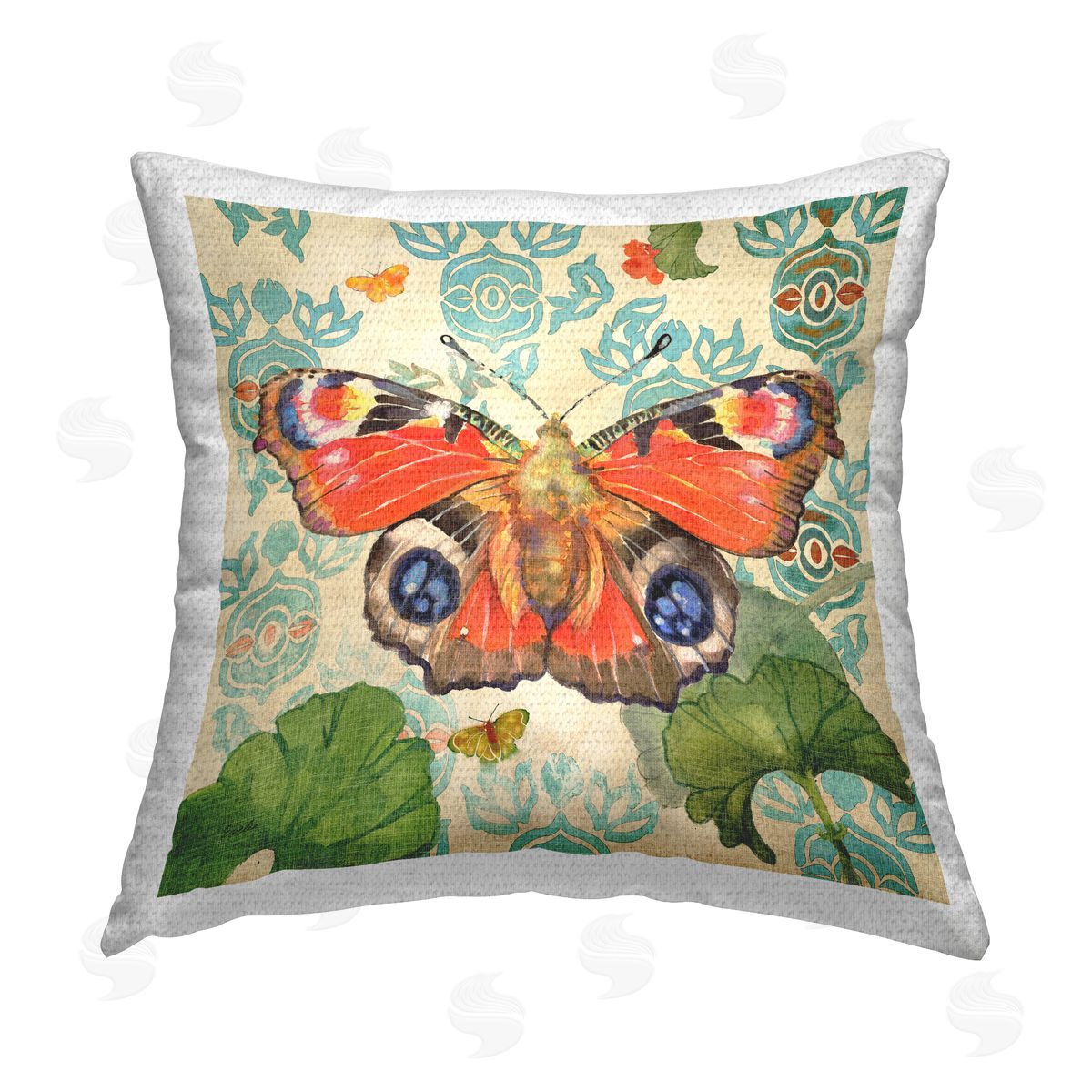 Evelia Designs Boho Butterfly Florals Outdoor Quick-Dry Polyester Printed Throw Pillow