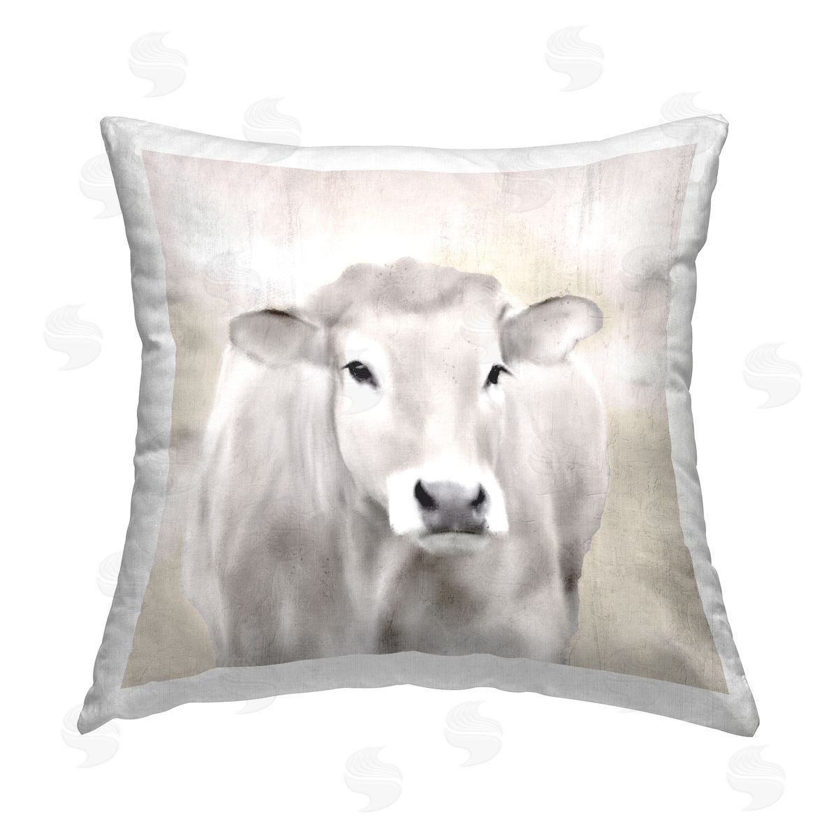 Kim Allen Grey Cattle Portrait Printed Plush Polyester Throw Pillow