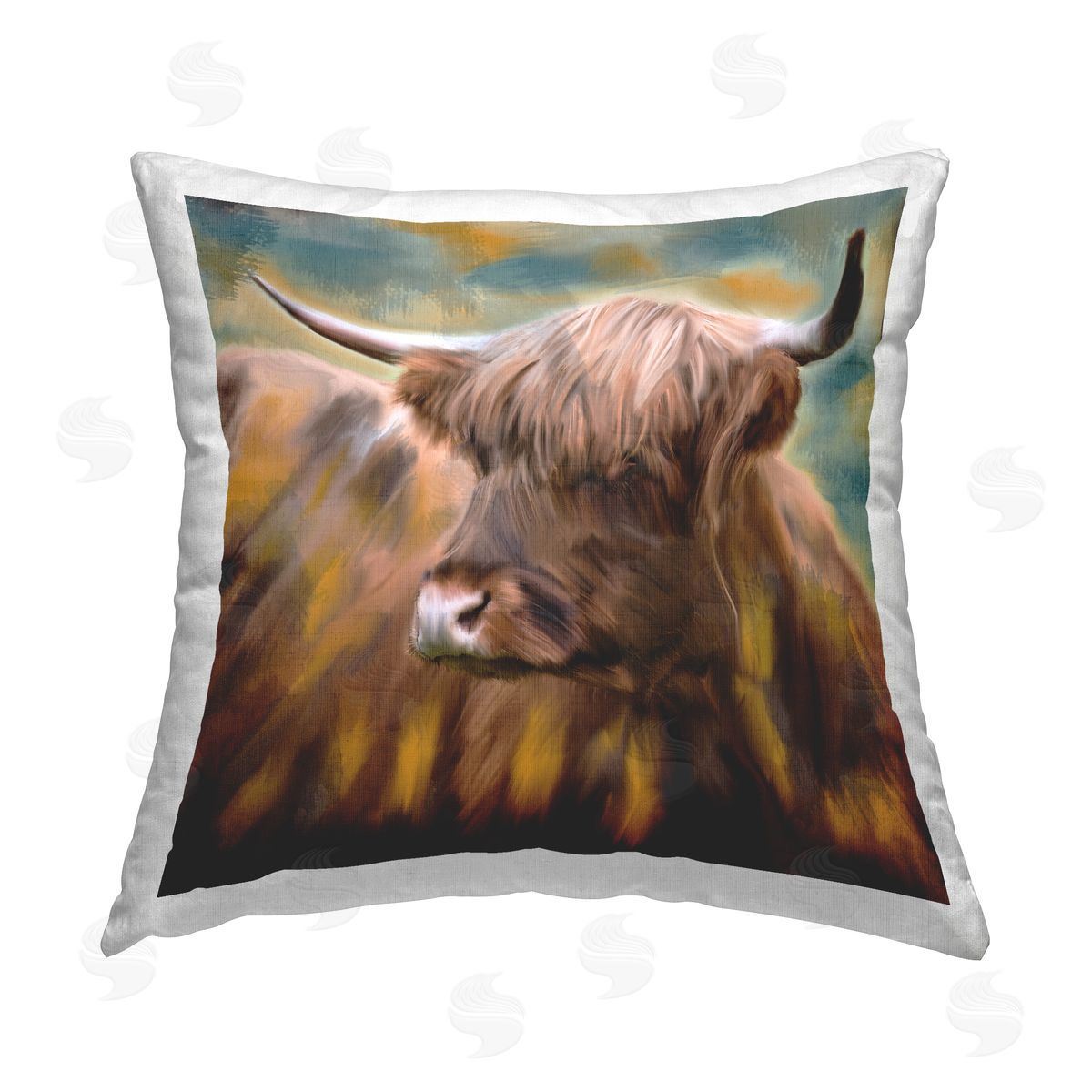 Kim Allen Brown Highland Cow Printed Plush Polyester Throw Pillow
