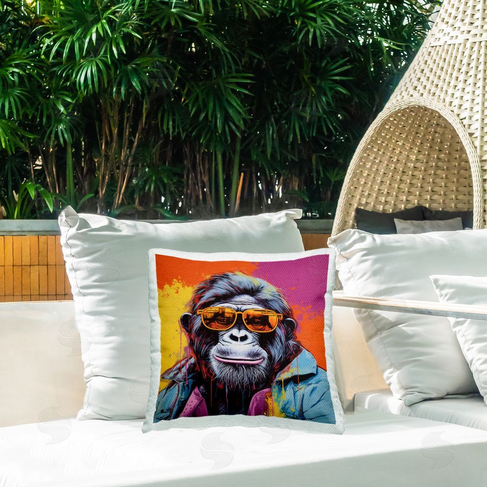 Irena Orlov Modern Fashion Gorilla Outdoor Quick-Dry Polyester Printed Throw Pillow in Back Yard