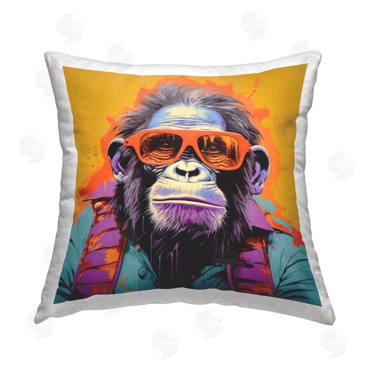 Irena Orlov Pop Style Gorilla Printed Plush Polyester Throw Pillow