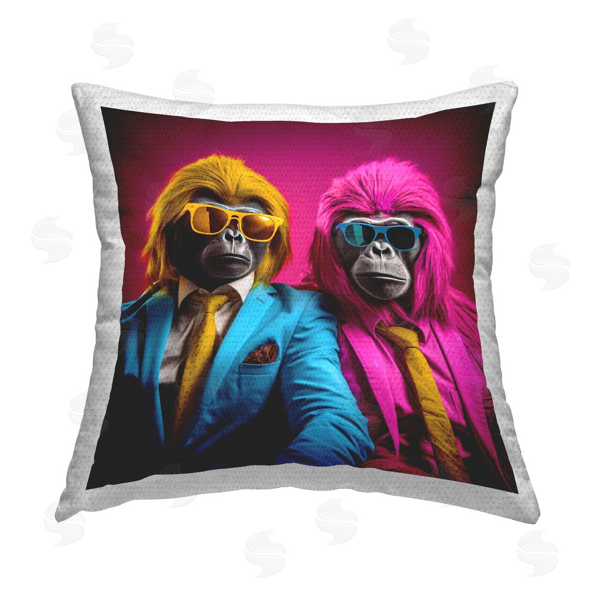 Irena Orlov Pink Fashion Apes Outdoor Quick-Dry Polyester Printed Throw Pillow