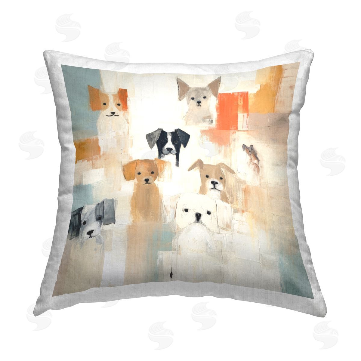 Irena Orlov Various Abstract Dogs Printed Plush Polyester Throw Pillow