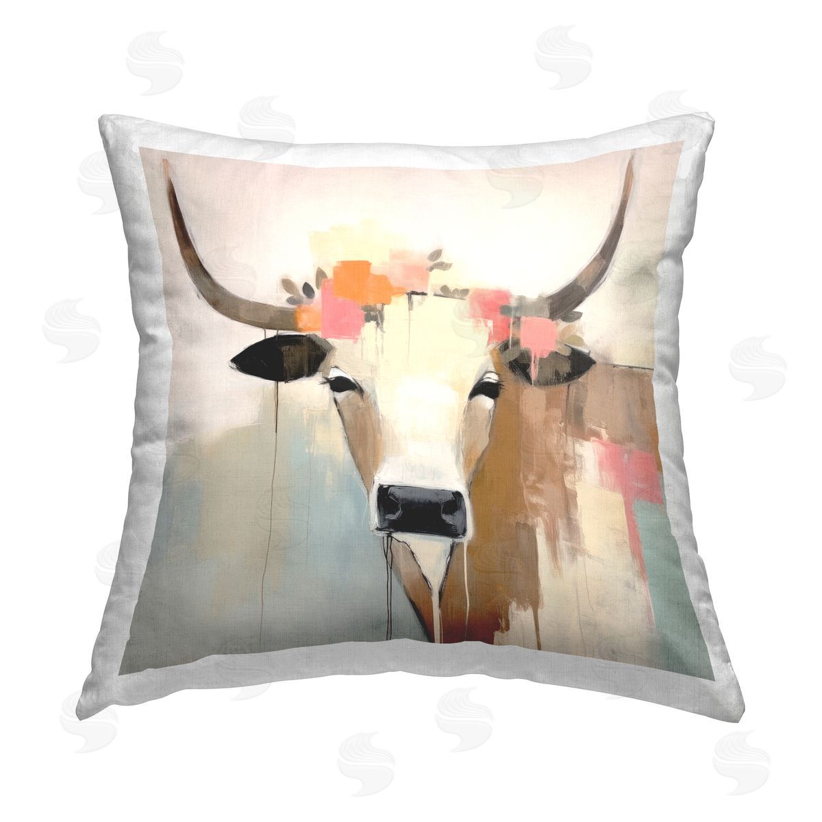 Irena Orlov Modern Flowers Cow Printed Plush Polyester Throw Pillow