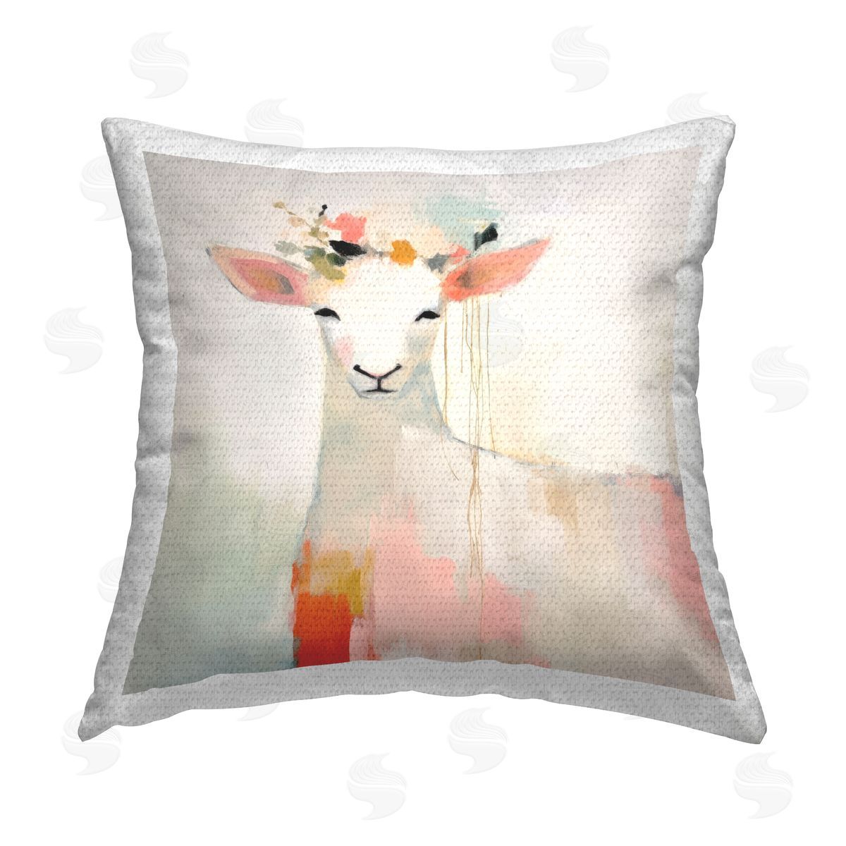 Irena Orlov Modern Sheep Florals Outdoor Quick-Dry Polyester Printed Throw Pillow