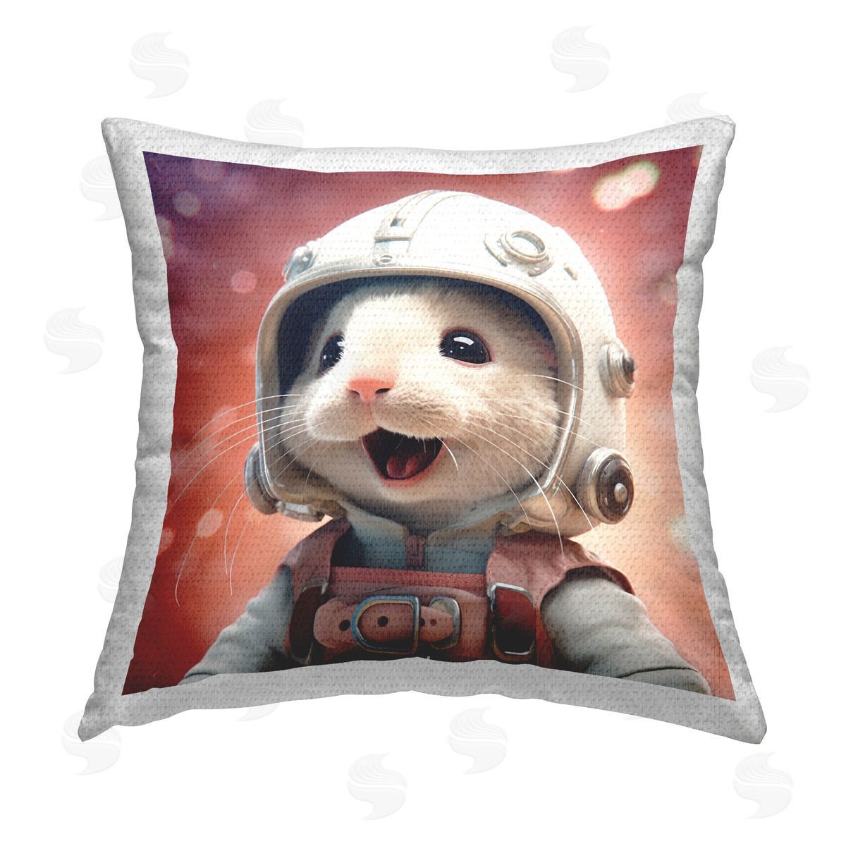 Roozbeh Smiling Astronaut Mouse Outdoor Quick-Dry Polyester Printed Throw Pillow