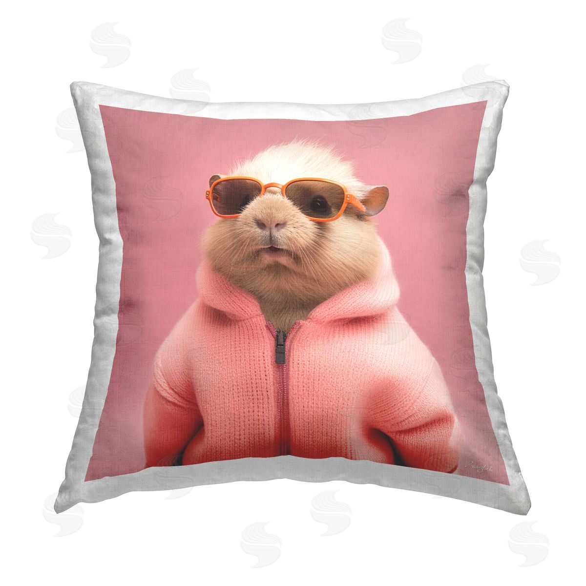 Roozbeh Pink Fashion Animal Printed Plush Polyester Throw Pillow