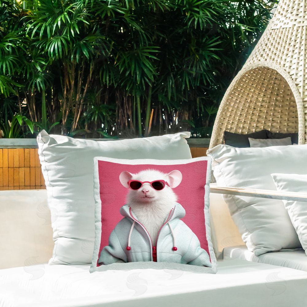 Roozbeh Mouse Fashion Jacket Outdoor Quick-Dry Polyester Printed Throw Pillow in Back Yard