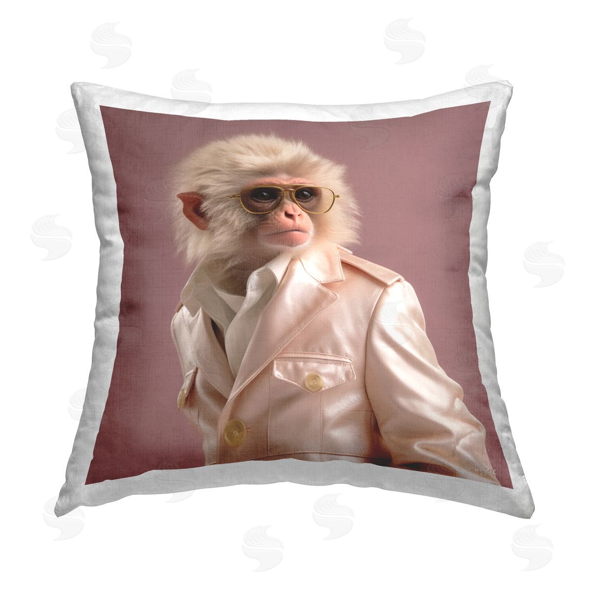 Roozbeh Monkey in Glam Suit Printed Plush Polyester Throw Pillow