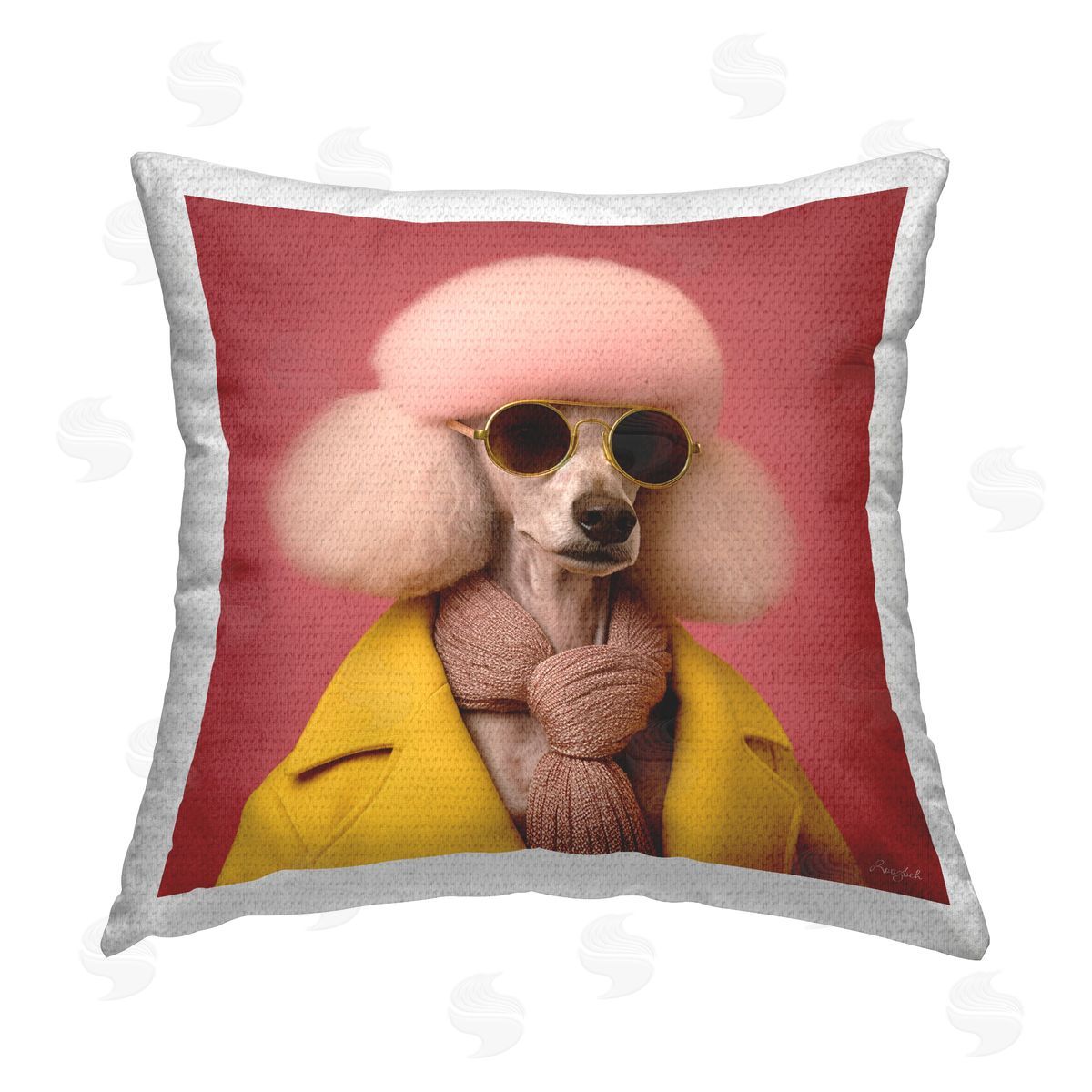 Roozbeh Stylish Glam Poodle Outdoor Quick-Dry Polyester Printed Throw Pillow