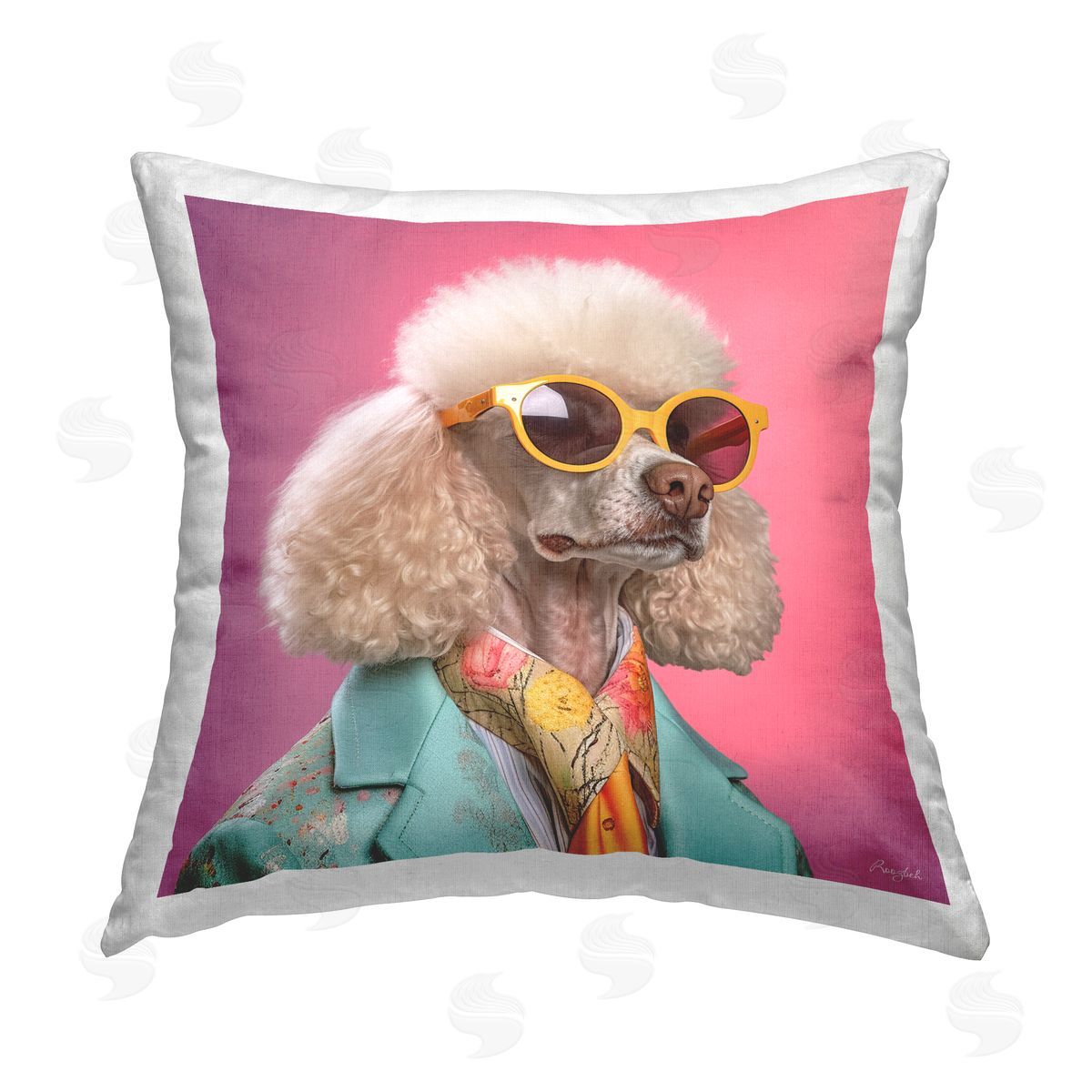 Roozbeh Trendy Poodle Fashion Printed Plush Polyester Throw Pillow