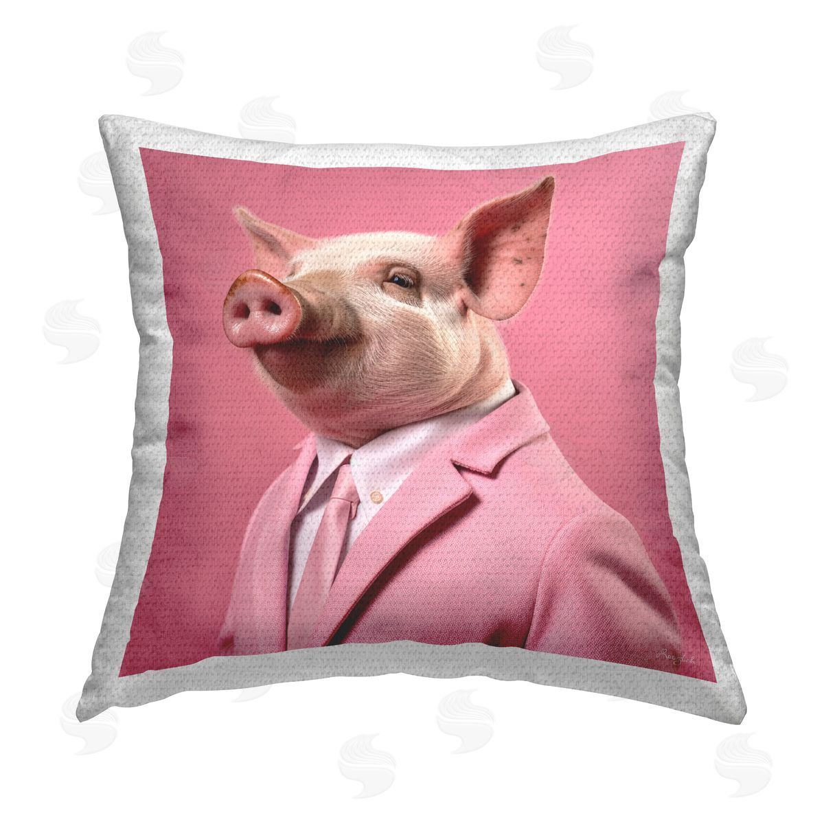 Roozbeh Pig & Pink Suit Outdoor Quick-Dry Polyester Printed Throw Pillow