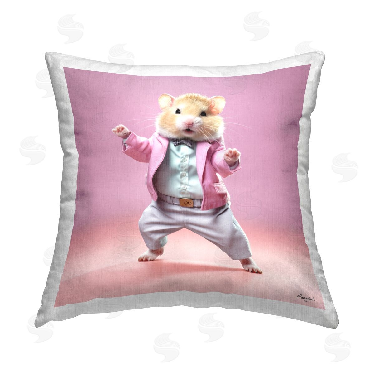 Roozbeh Fun Dancing Hamster Printed Plush Polyester Throw Pillow